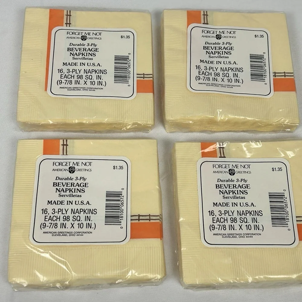 4pk American Greetings Forget Me Not Napkins Fall Thanksgiving Pumpkin 64ct